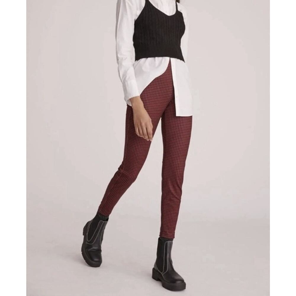 NWT Anthropologie X Sanctuary Red Black Gingham Plaid Academia Leggings Medium